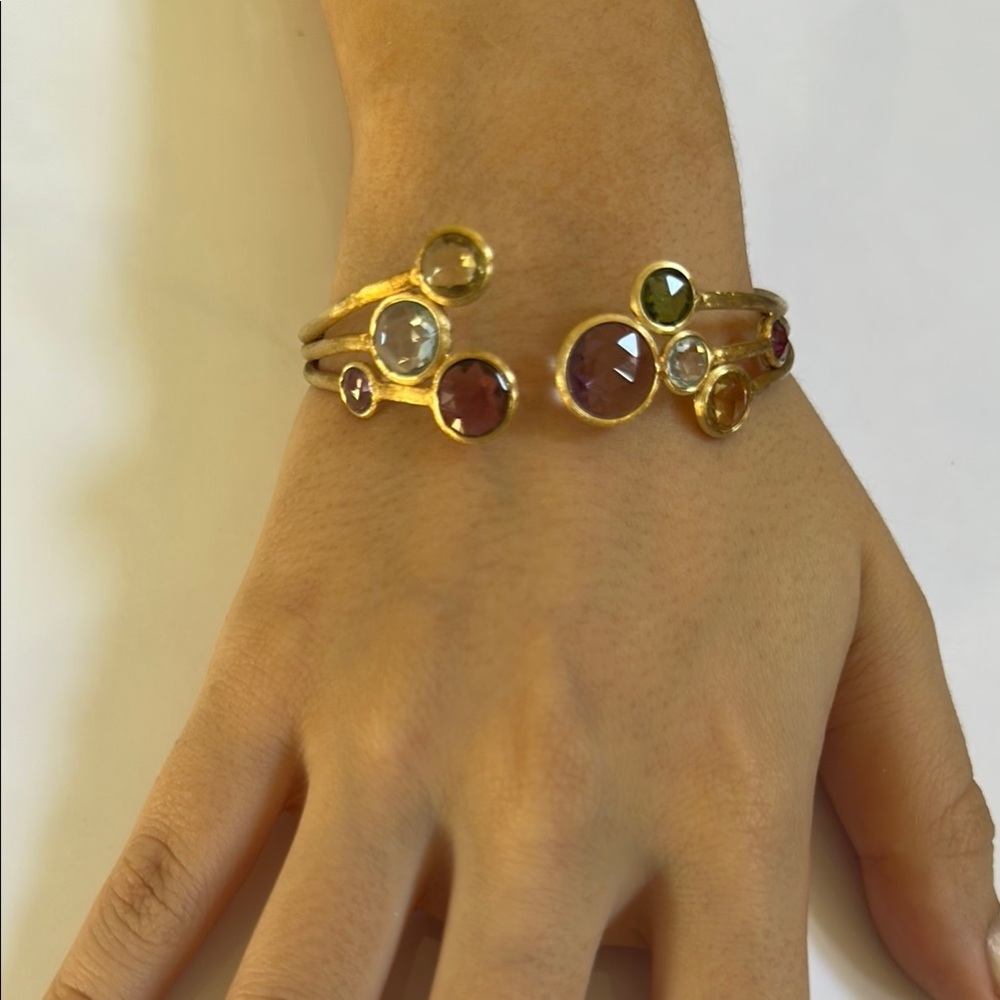 Marco Bicego 18k gold JAIPUR Color Gemstone cuff Bracelet​ ⭐️ - Picture 2 of 15